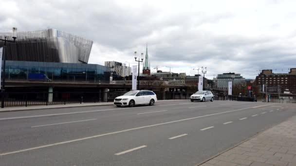 Stockholm Den April 2020 Broarna Centrum Oftast Hårt Trafikerad — Stockvideo