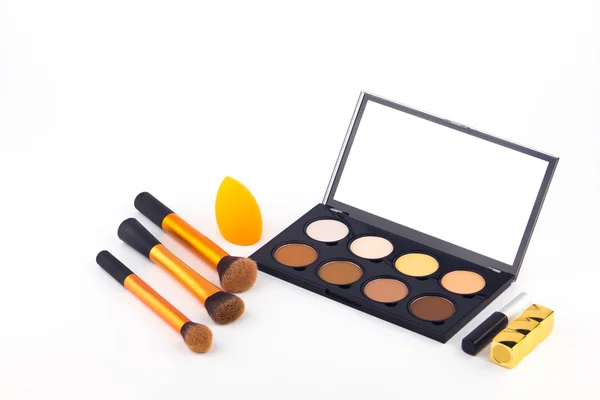 Makeup Palette and tools on a white background — Stock Photo, Image