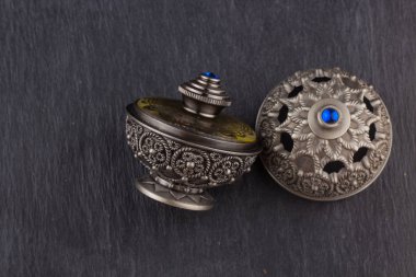Silver Oriental Artisitc Arabian Oud Perfume clipart