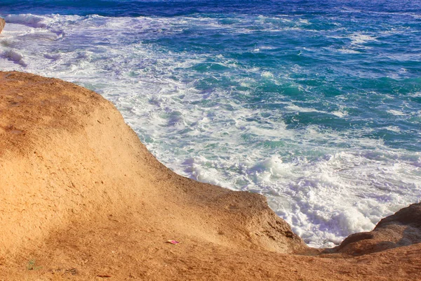 Seashore Waves and Mountain under the Sunshine in Matrouh, Egypt / 