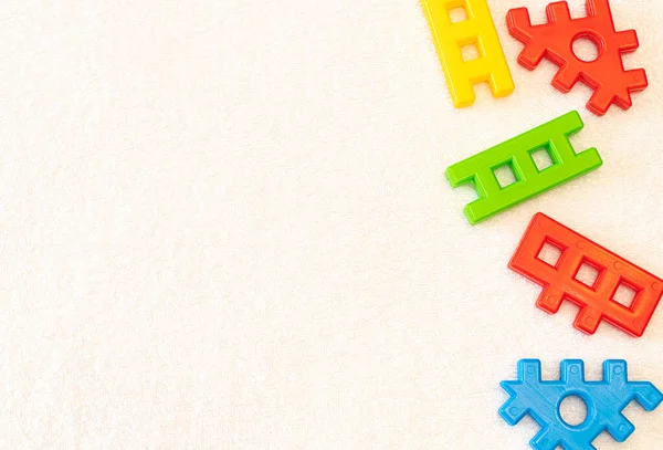 Juguetes Multicolores Con Espacio Para Copiar Concepto Desarrollo Infantil —  Fotos de Stock