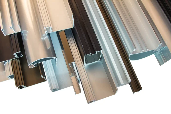 Details of models of aluminum frame plates - aluminum rails used in construction