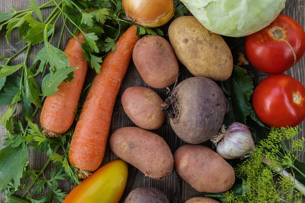 Conjunto de verduras para cocinar alimentos nacionales - borsch — Foto de Stock