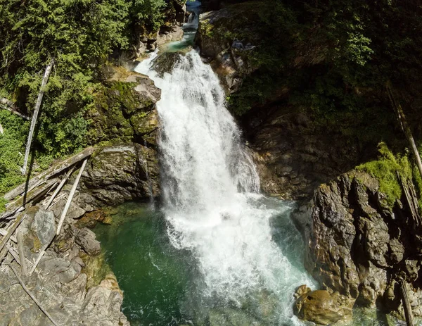 Thundering Smaragdově Zbarvený Punchbowl Vodopád North Fork Sauk River Falls — Stock fotografie