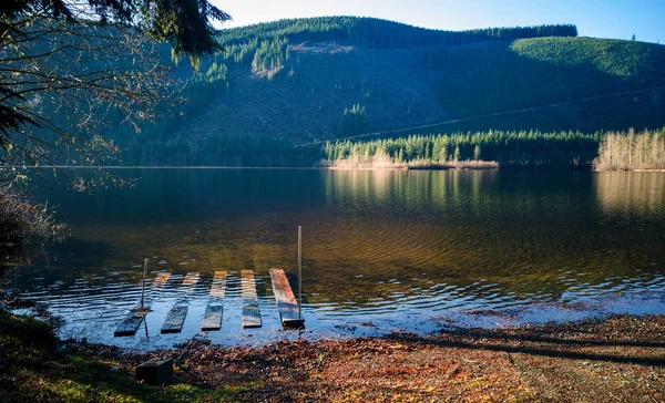 Rara Vez Fotografiado Lago Hancock Con Una Costa Cubierta Hierba — Foto de Stock