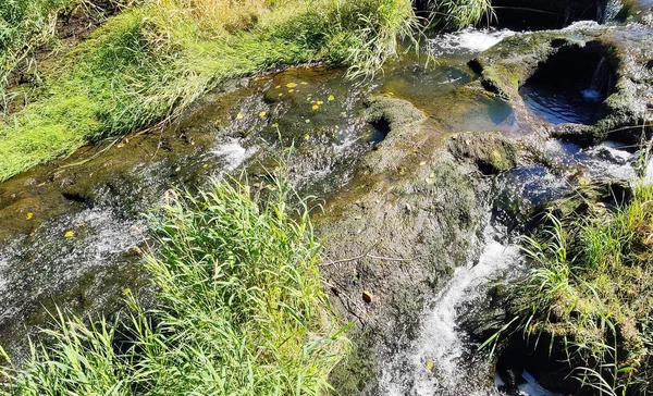 Scenic Tumwater Falls Cascading Creek Potholes Boulders Bushes Moss Popular — Stock Photo, Image