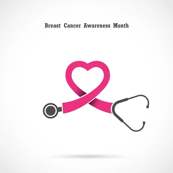 Borst kanker bewustzijn logo ontwerp. Breast cancer awareness mont — Stockvector