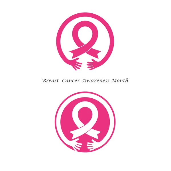 Sensibilizzazione al cancro al seno logo design.Breast cancer awareness mont — Vettoriale Stock