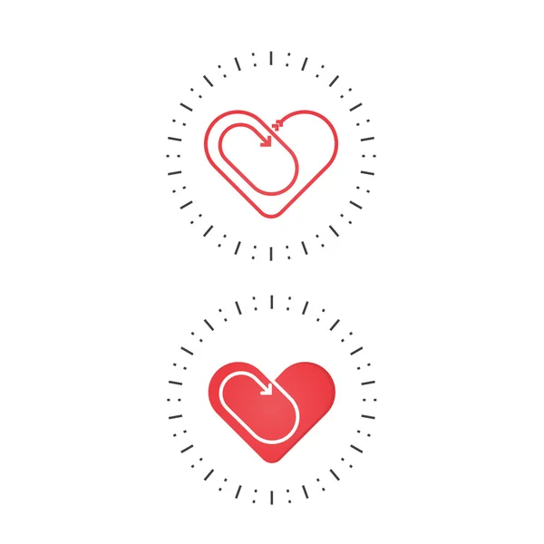 Rood hart pictogram. Liefde en hart zorg-logo. Hart vorm en healthca — Stockvector