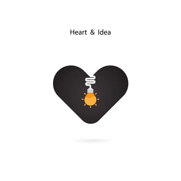 Hjärta skylt och lampa idé koncept. Light bulb ikonen med hör — Stock vektor