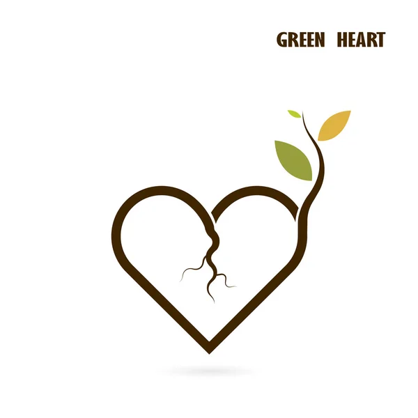 Signo del corazón y pequeño icono del árbol con concepto verde. Amor naturaleza cr — Vector de stock