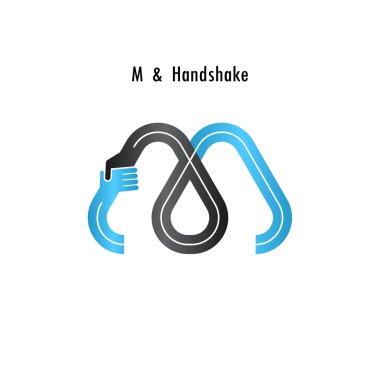 M harfli simgesi soyut logo tasarım vektör şablonu. İş kapalı