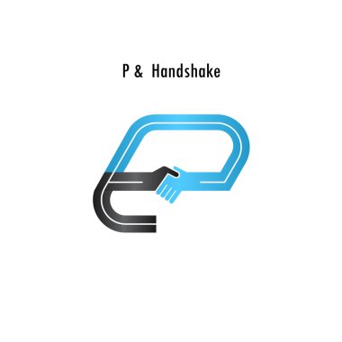 P-mektup simgesi soyut logo tasarım vektör şablonu. İş kapalı