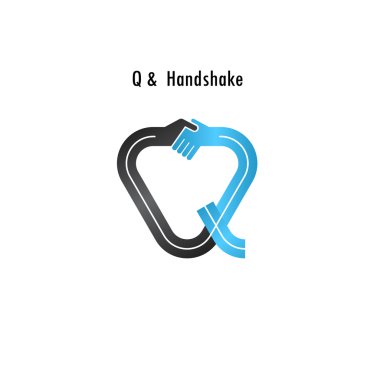 Q harfli simgesi soyut logo tasarım vektör şablonu. İş kapalı