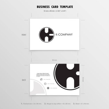 Kartvizit tasarım şablonu. Adı kartları sembolü. Büyüklüğü 55 mm x 
