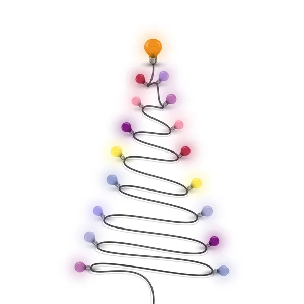 Bombillas de colores y el símbolo del árbol de Navidad. Feliz Navidad — Archivo Imágenes Vectoriales