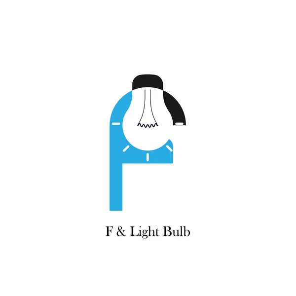 F-letter / alphabet icon and light bulb abstract logo design vecto — стоковый вектор