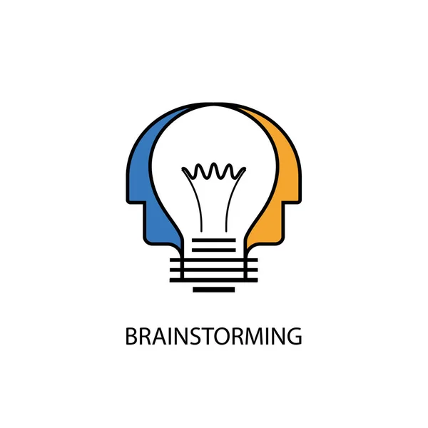 Людські голови та лампочка. Логотип творчого розуму. — стоковий вектор