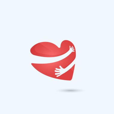 Kendini logo kucakla. Logo love kendinizi. Sevgi ve kalp dikkat simgesi. O