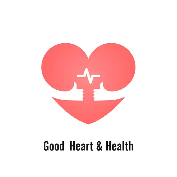 Signo cardíaco y manos icon.Good corazón y concepto de salud. — Vector de stock
