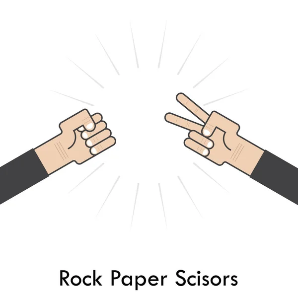 Stein Papier Schere dafür sign.hand von Geschäftsleuten mit Rock pa — Stockvektor