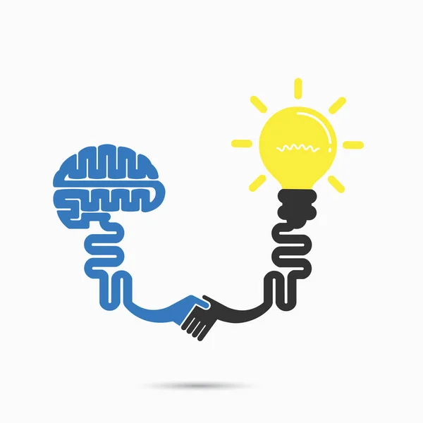 Brain & light bulb symbol.Brainstorm,partnership & teamwork idea — Stock Vector