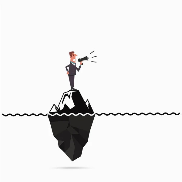 L'homme d'affaires annonce le modèle iceberg d'analyse des risques. — Image vectorielle
