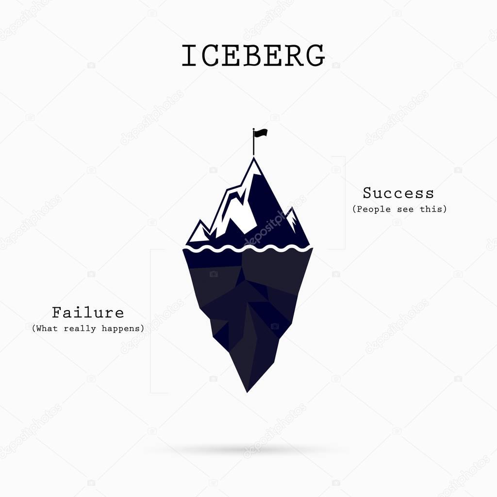 Risk analysis iceberg vector layered diagram.Iceberg on water in