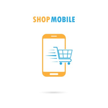 Hareket eden telefon ile online alışveriş uygulaması. Internet alışveriş 