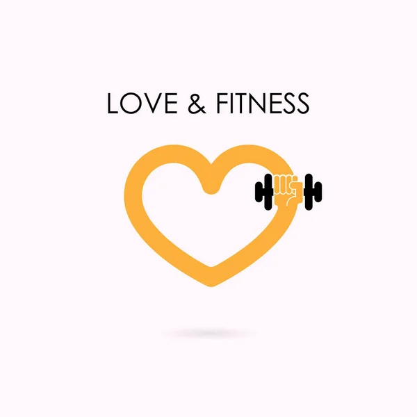 Herzzeichen und Kurzhantel icon.fitness and gym logo.healthcare, spo — Stockvektor
