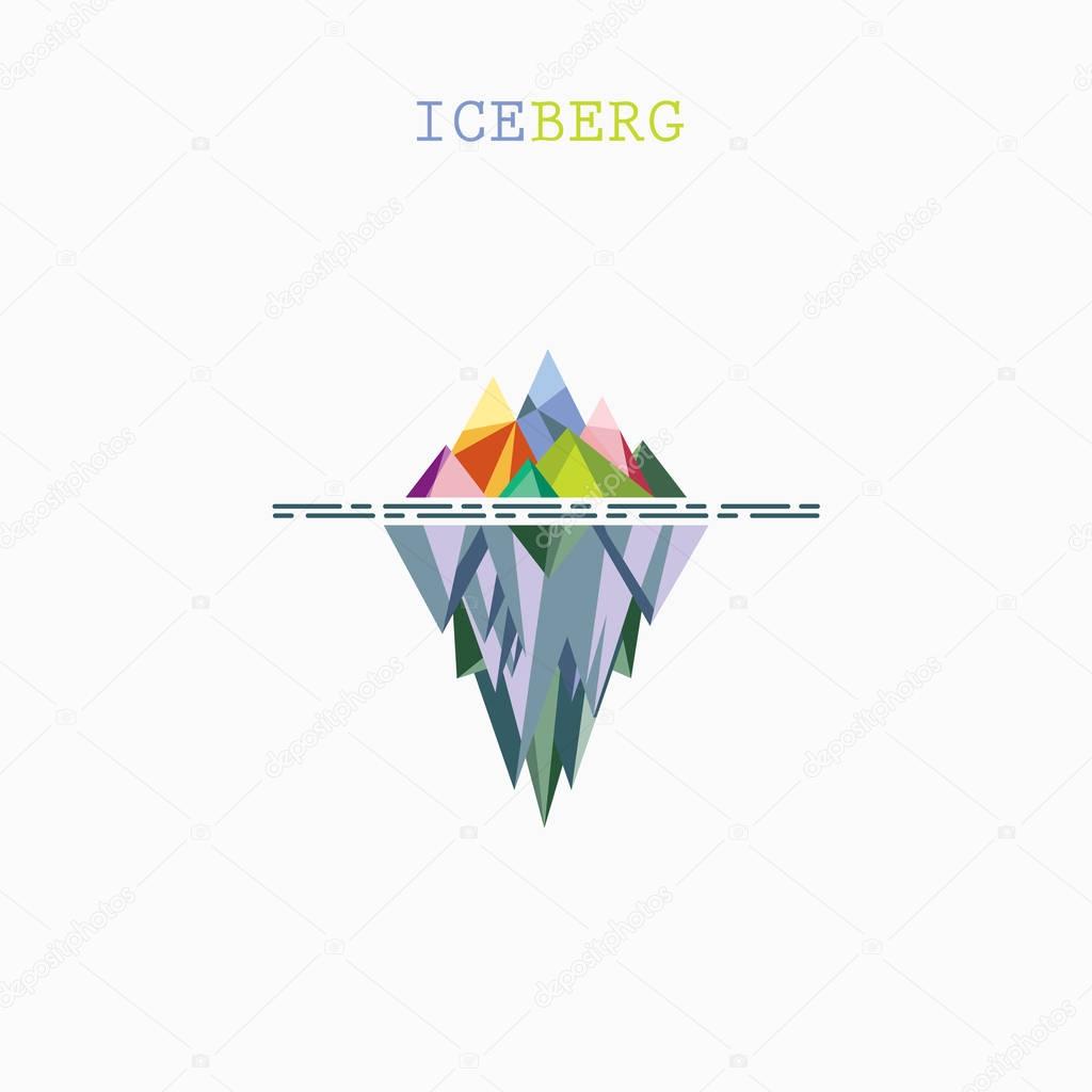 Abstract triangle iceberg vector logo design infographic template.Risk analysis iceberg vector diagram.Design for business, education or technology presentation.Vector illustration