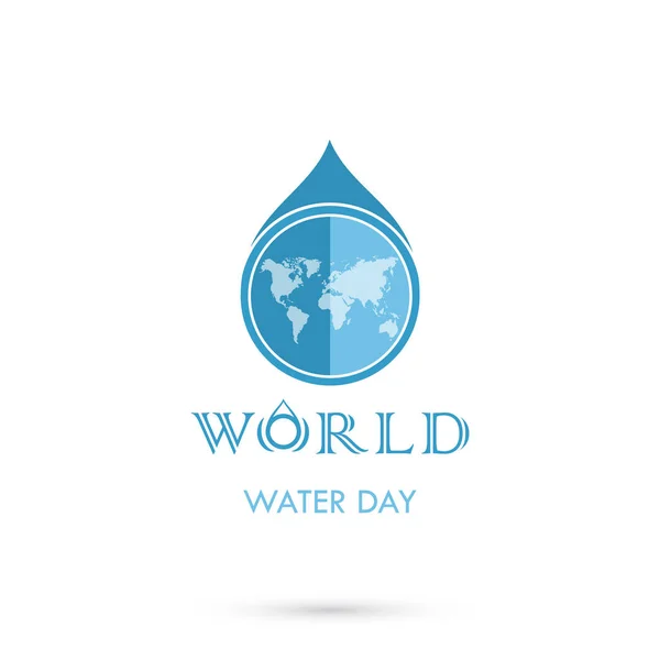 Wassertropfen mit Welt-Symbol-Vektor-Logo-Design-Vorlage. Welt wat — Stockvektor