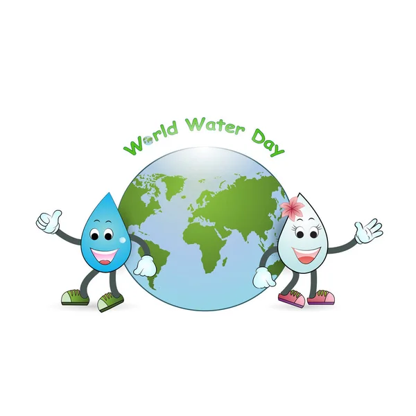 Día Mundial del Agua ilustración dibujos animados design.Water mascota de dibujos animados — Vector de stock