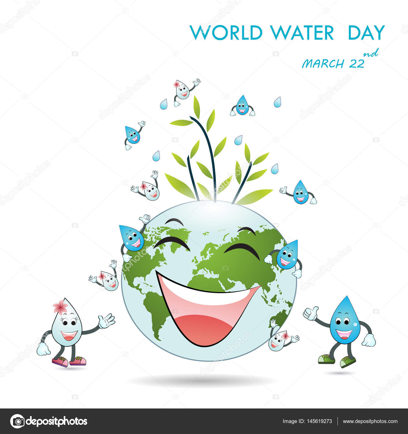 Vector: del día mundial del agua | Diseño de la historieta ilustración de mundo agua día ...