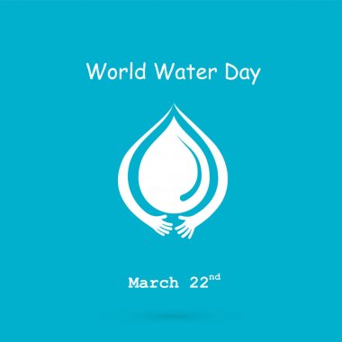 İnsan eli simge vektör logo tasarım şablonu ile su damlası. Worl