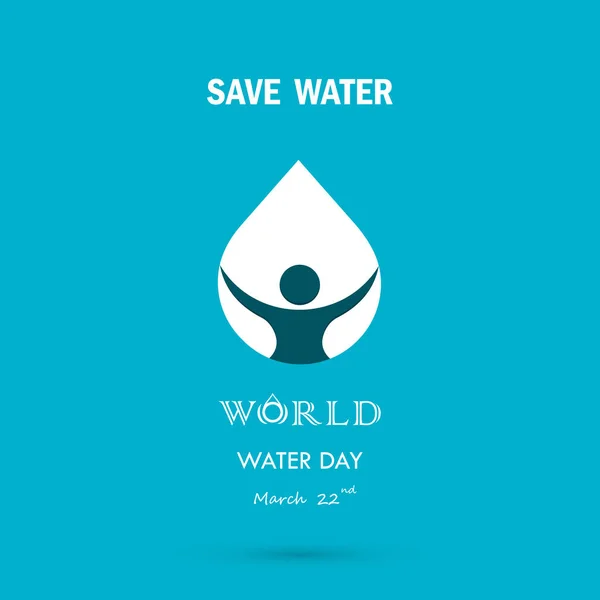 Gota de água com ícone humano vetor logotipo design template.World Wat — Vetor de Stock