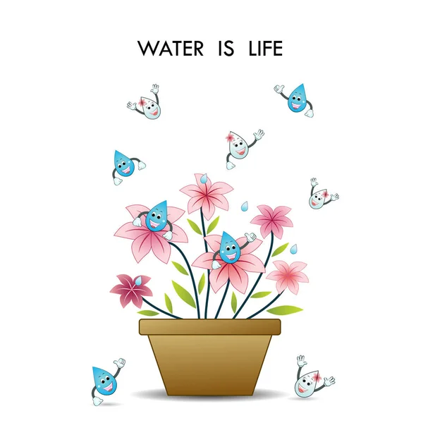 Всесвітній день води ілюстрація мультфільм дизайн. Талісман водяного мультфільму — стоковий вектор