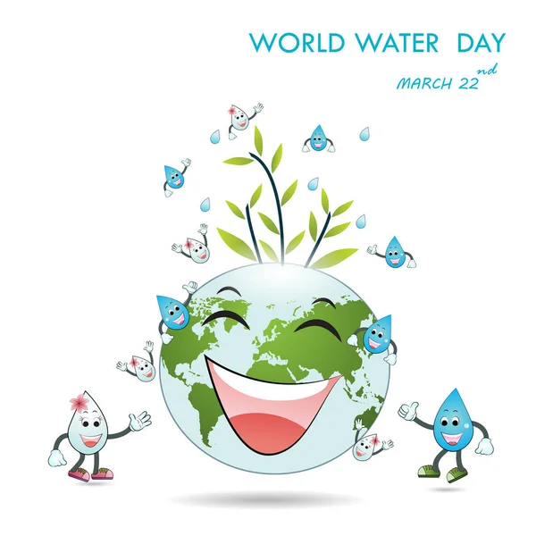 Día Mundial del Agua ilustración dibujos animados design.Water mascota de dibujos animados — Vector de stock