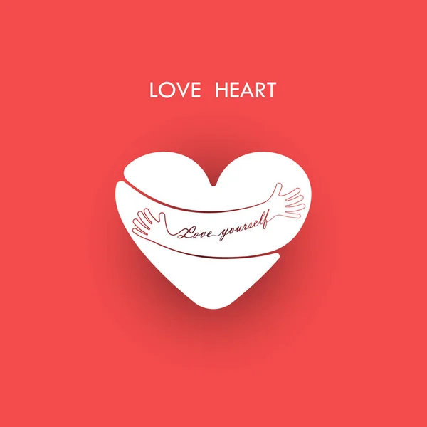 Serrez-vous dans vos bras logo.Love vous-même logo.Love et Heart Care icon.Em — Image vectorielle