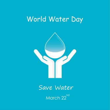 İnsan eli vektör logo tasarım şablonu ile su damlası. Dünya Wat