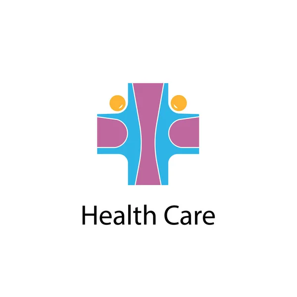 Cruz médica y personas icon.Medical centro vector logo diseño te — Vector de stock