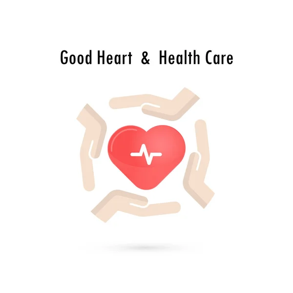 Sinal de coração e mãos icon.Good coração & saúde concept.Healt cuidados — Vetor de Stock