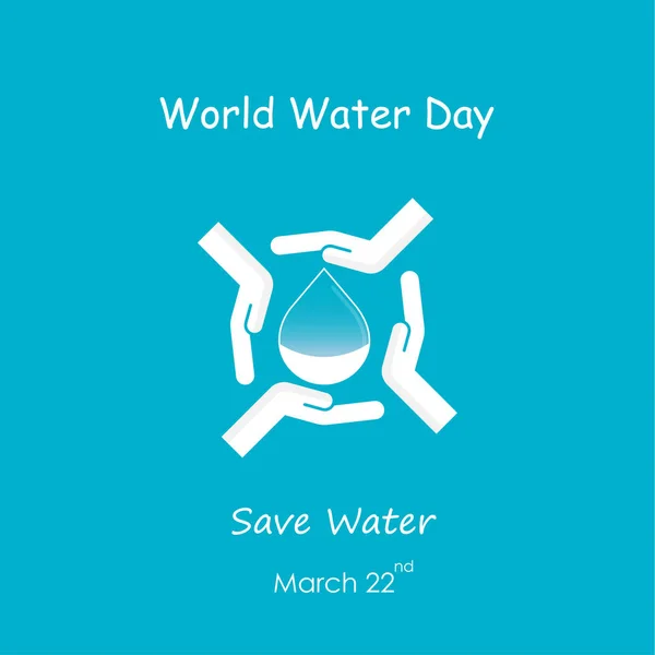Gota de água com humano vetor mão logotipo design template.World Wat — Vetor de Stock