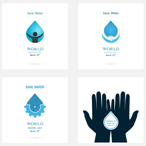 Набір піктограм краплі води векторний шаблон дизайну логотипу. World Water D — стоковий вектор