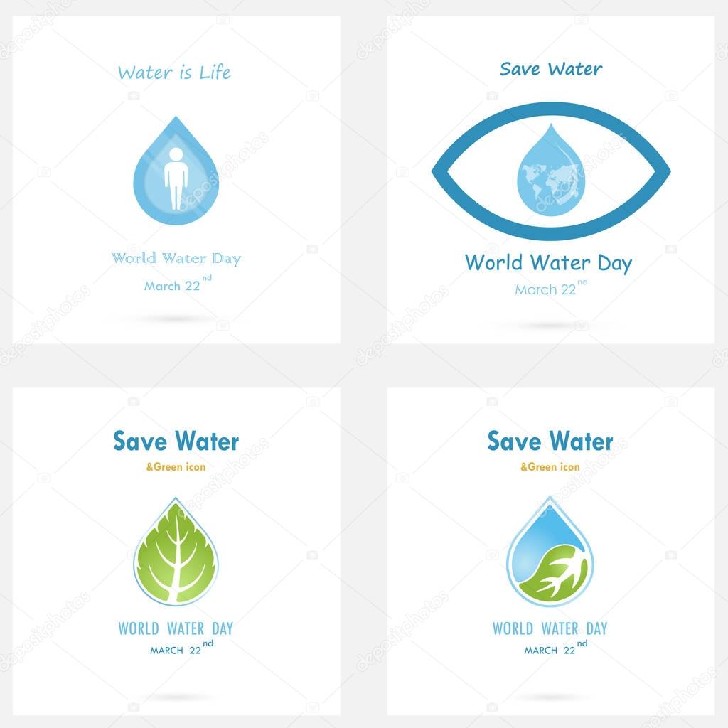 Set of Water drop icon vector logo design template.World Water D