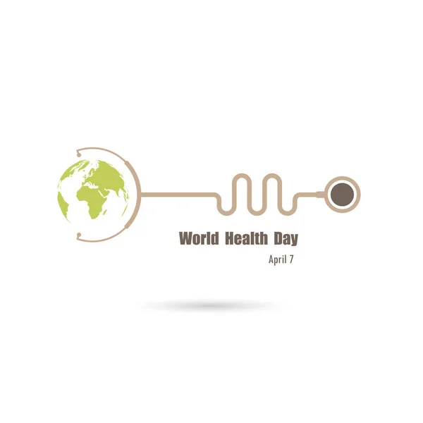 Globe sign and stethoscope vector logo design template.World Hea — Stock Vector