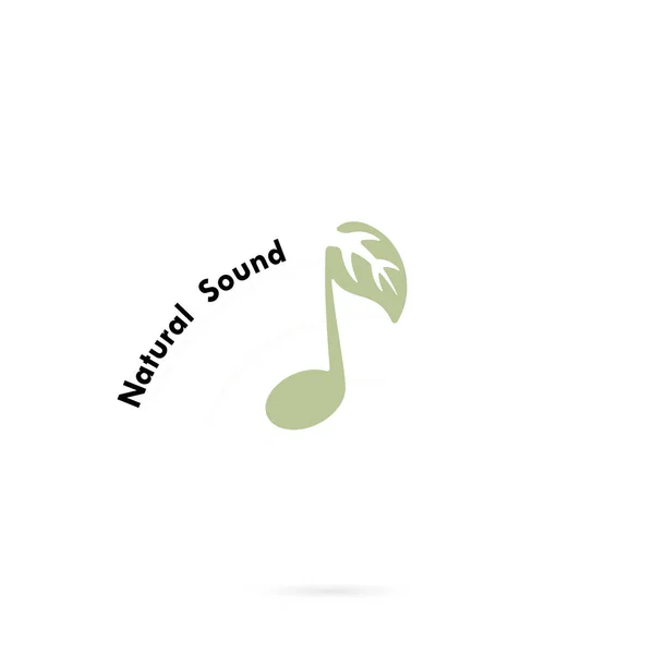 Green leaves icon with Musical note vector logo design template. — Stock Vector