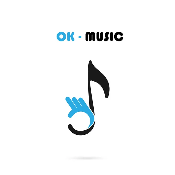 Pictogram van een menselijke hand met muzikale vector logo ontwerp Notitiesjabloon. Th — Stockvector