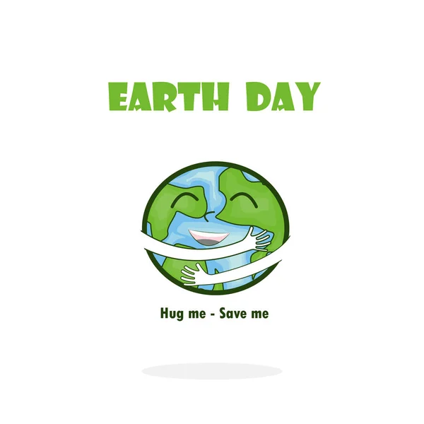 Den země 22 dubna s roztomilou postavičku zeměkoule. Den země kampaň — Stockový vektor
