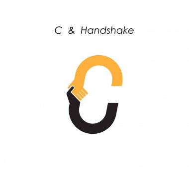 Yaratıcı C harfli simgesi soyut logo tasarım vektör şablonu. Otobüs